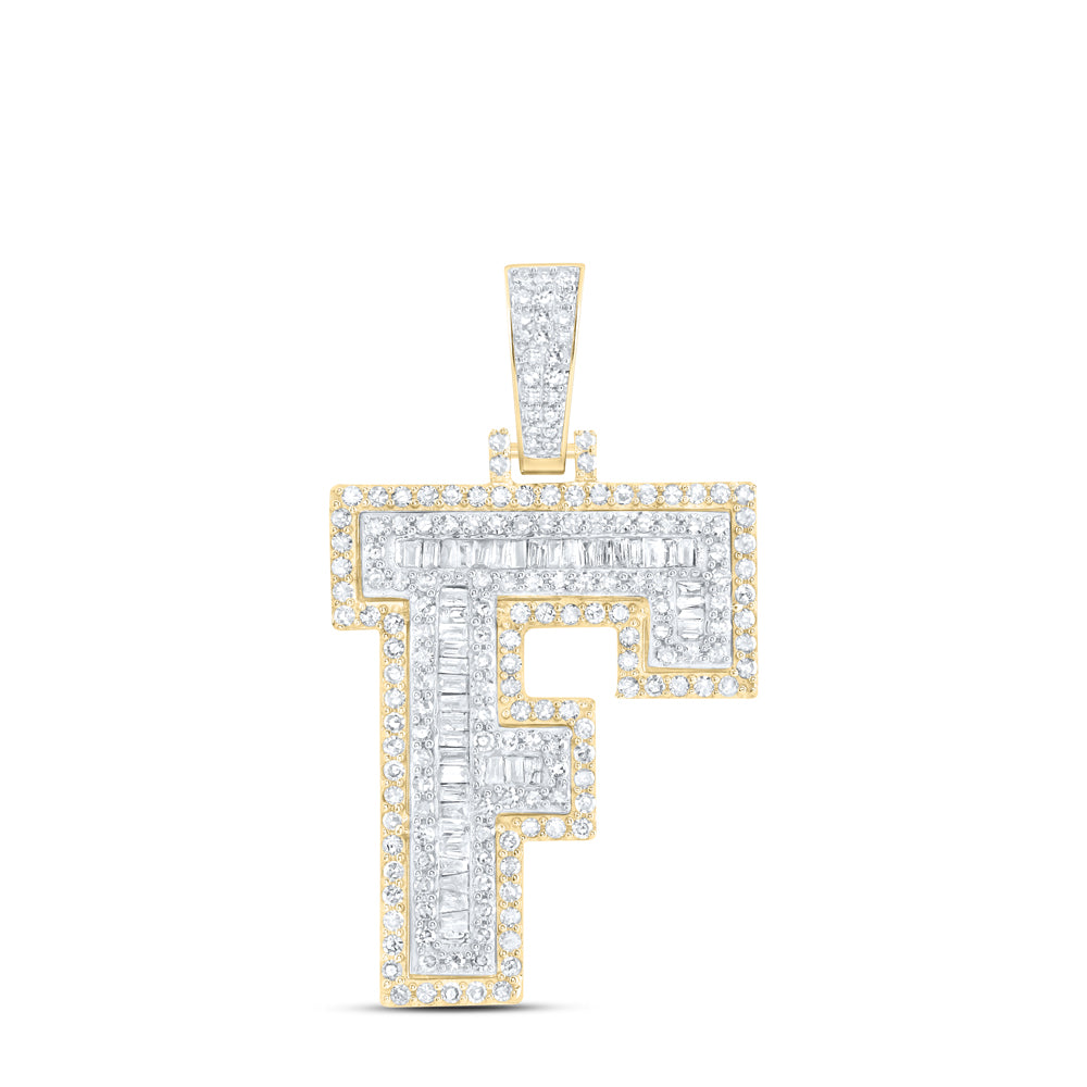 7/8CTW-DIA NK INITIAL "F" MENS PENDANT