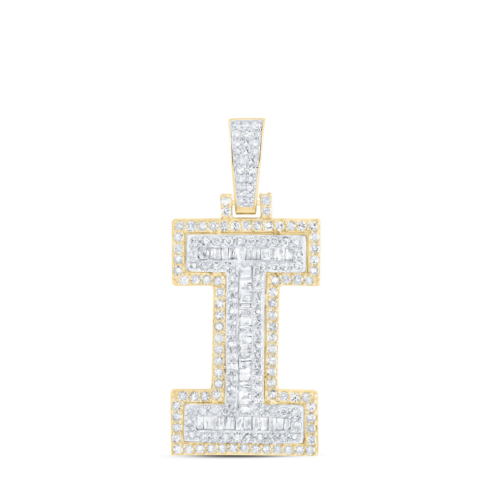 7/8CTW-DIA NK INITIAL "I" MENS PENDANT