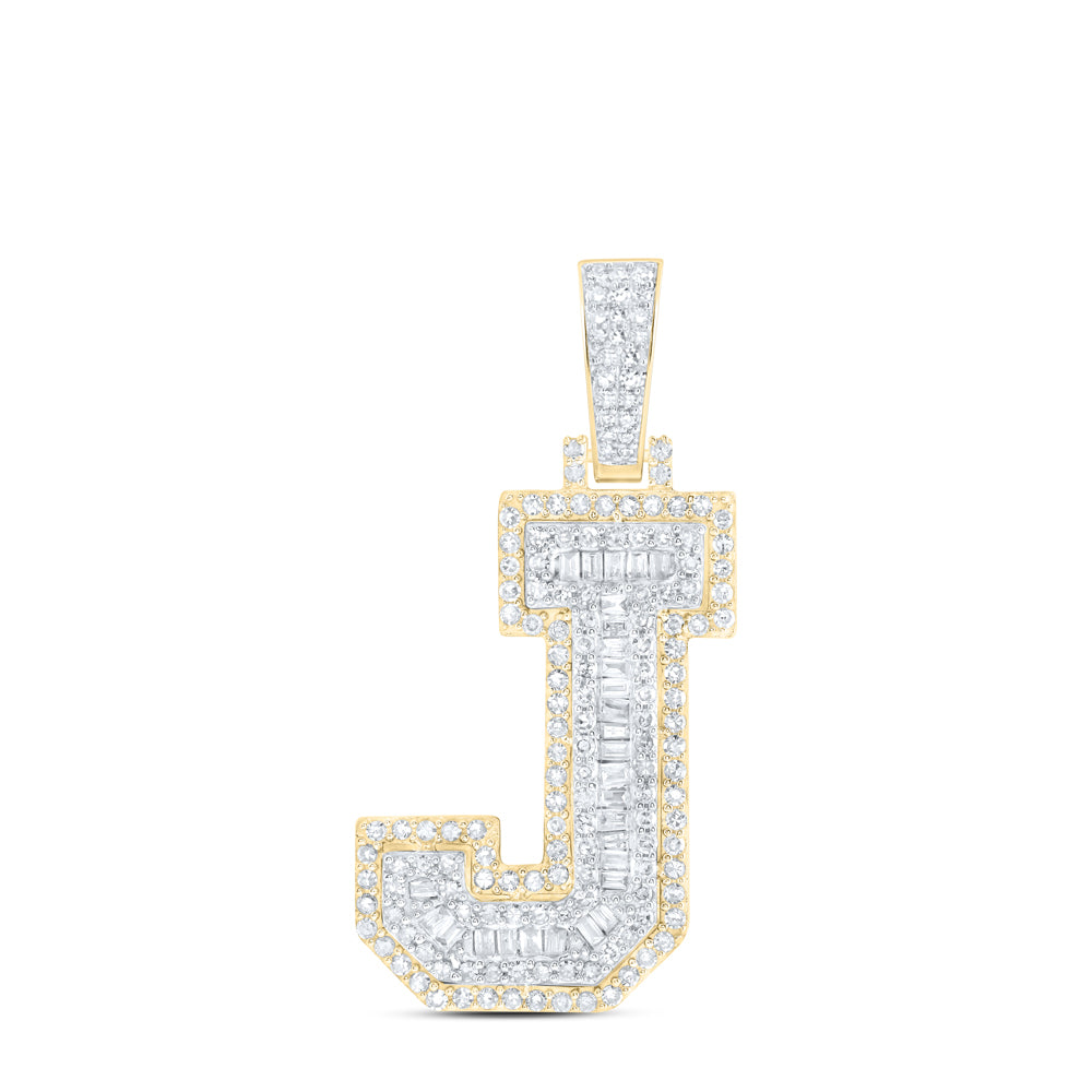 3/4CTW-DIA NK INITIAL "J" MENS PENDANT