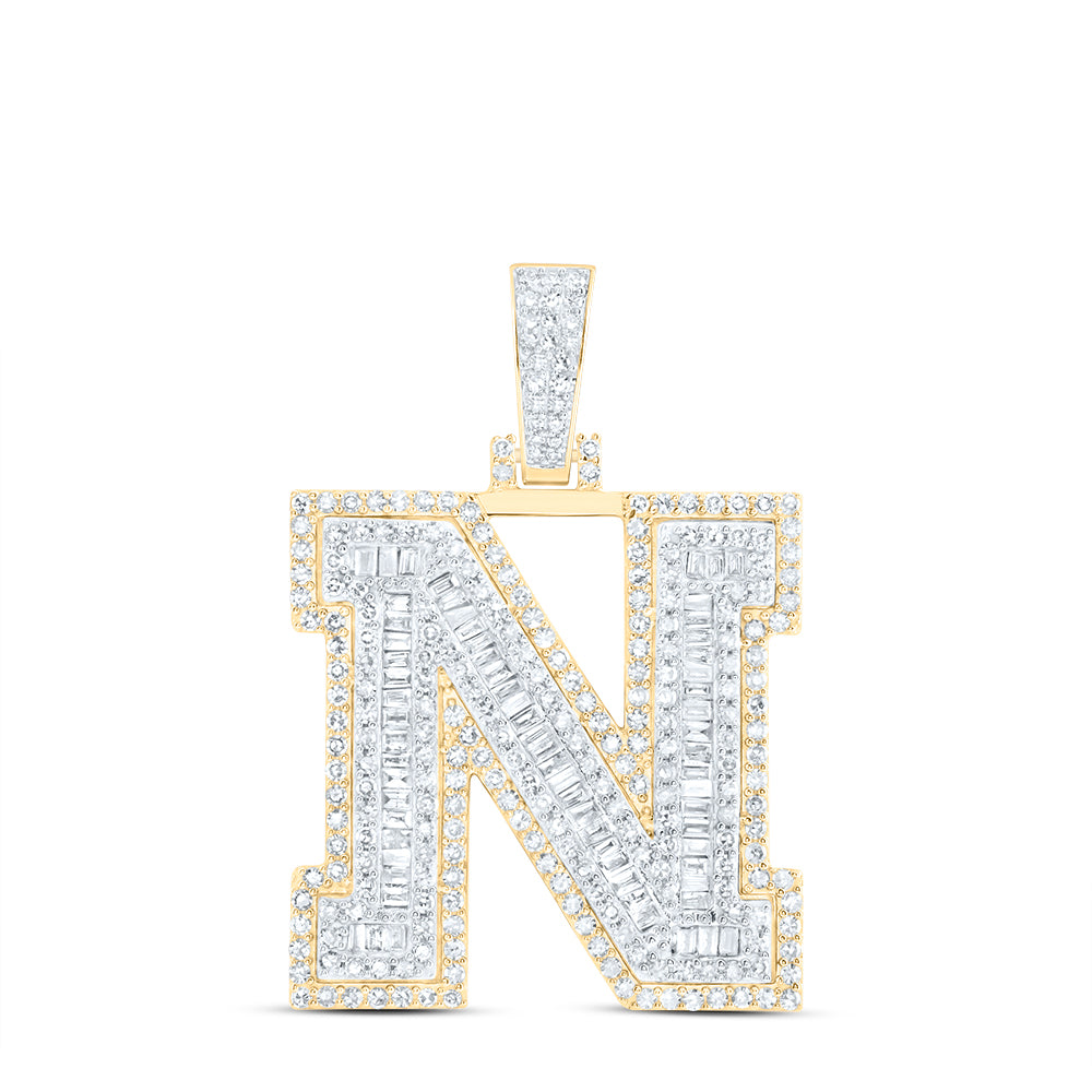 1 1/2CTW-DIA NK INITIAL "N" MENS PENDANT