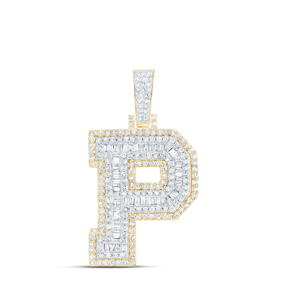 1CTW-DIA NK INITIAL "P" MENS PENDANT