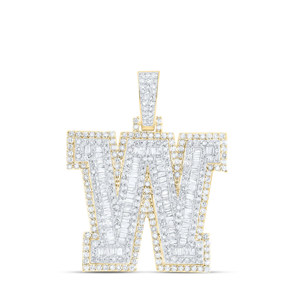 1 3/4CTW-DIA NK INITIAL "W" MENS PENDANT