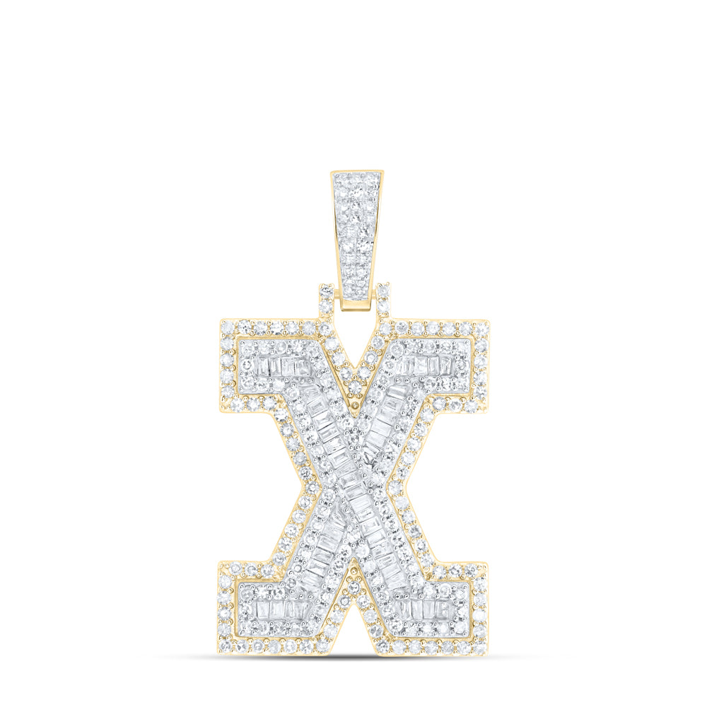 1CTW-DIA NK INITIAL "X" MENS PENDANT