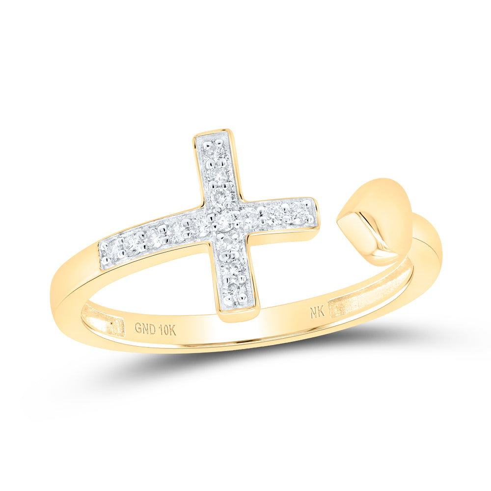 1/10 CTW-DIA NK GIFT HEART CROSS RING