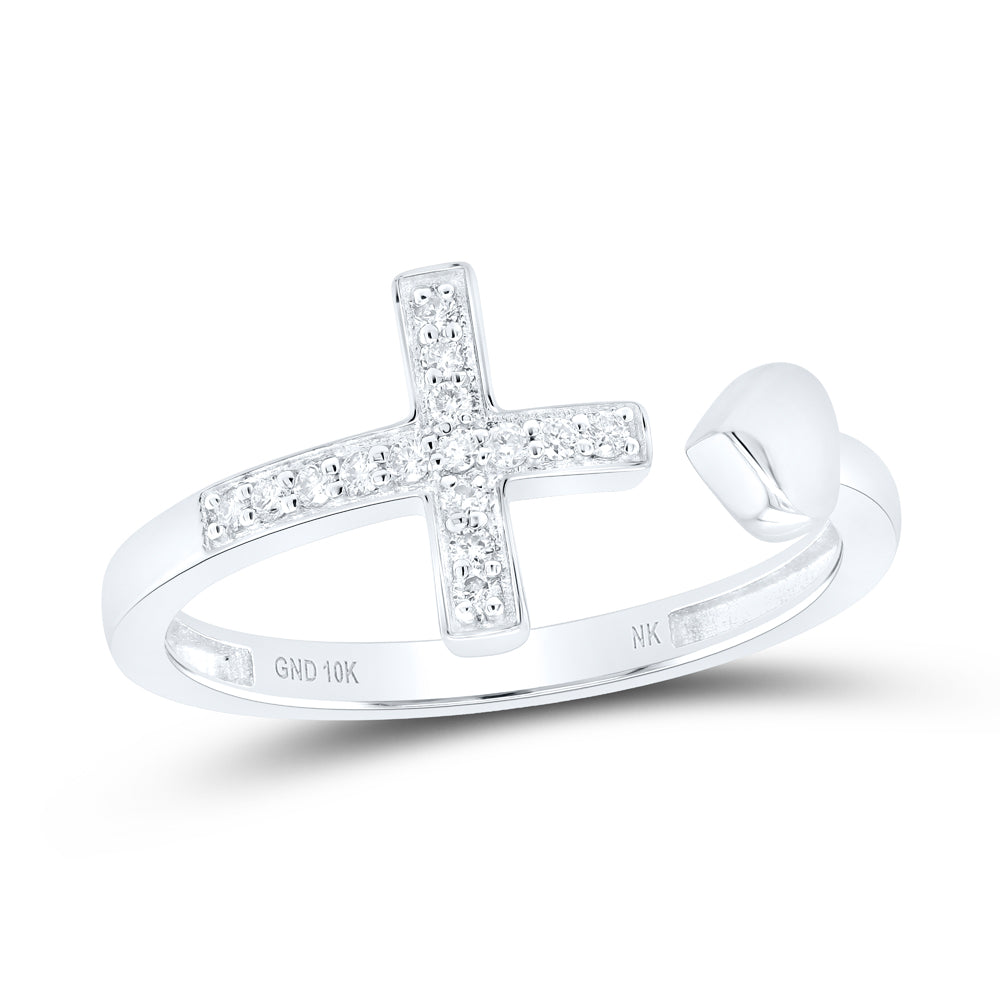 1/10 CTW-DIA NK GIFT HEART CROSS RING