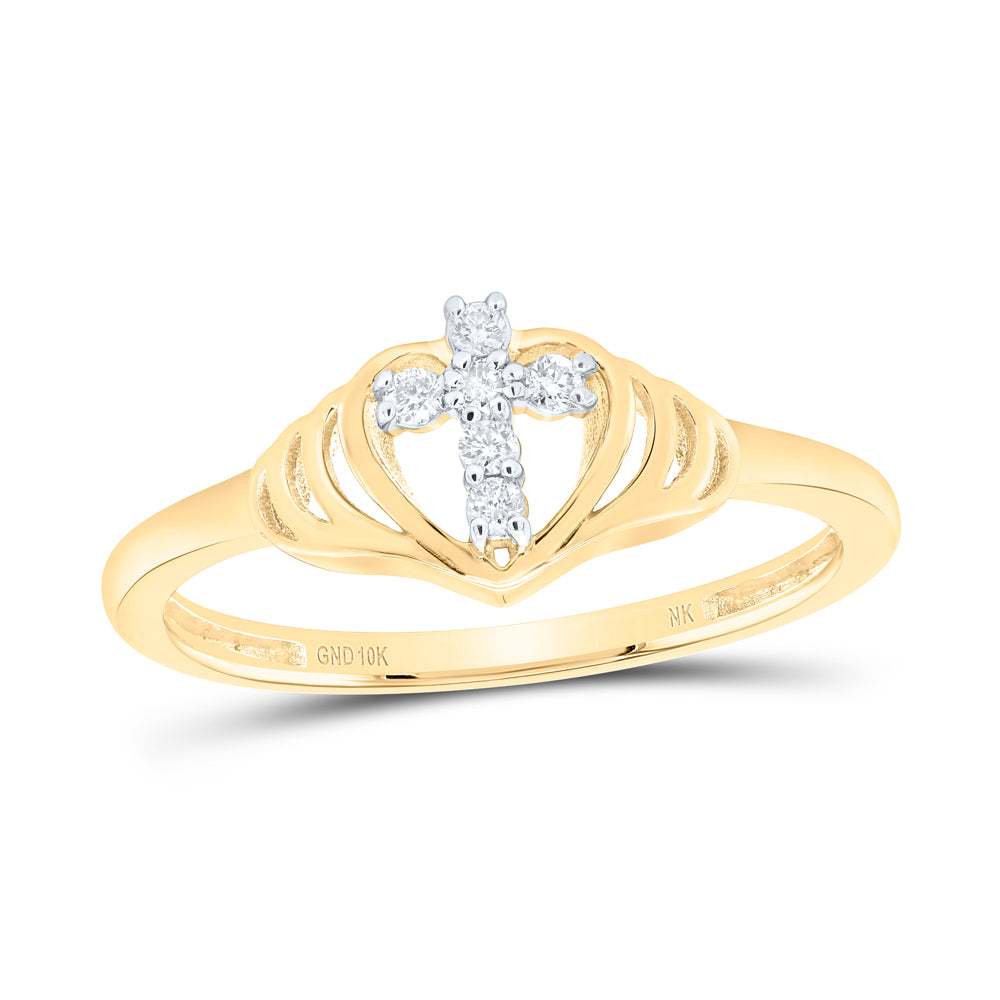 1/12 CTW-DIA NK GIFT HEART CROSS RING