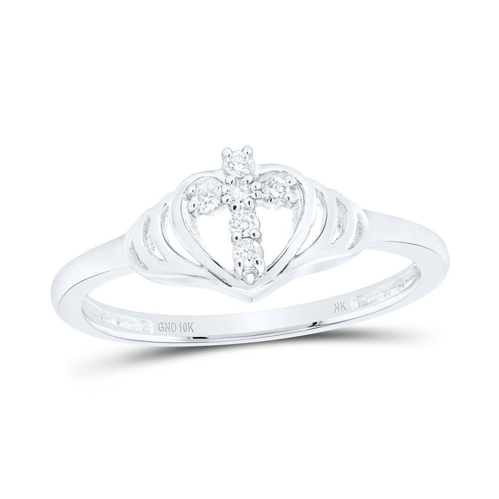 1/12 CTW-DIA NK GIFT HEART CROSS RING