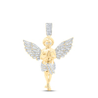 Load image into Gallery viewer, 10kt Yellow Gold Mens Round Diamond Angel Charm Pendant 3/8 Cttw
