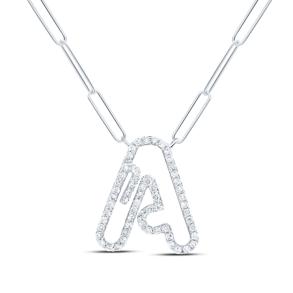 1/3CTW-DIA NK INITIAL "A" NECKLACE - 18 INCH