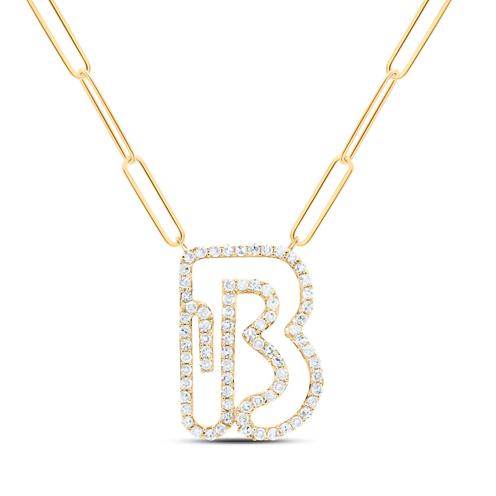 3/8CTW-DIA NK INITIAL "B" NECKLACE - 18 INCH