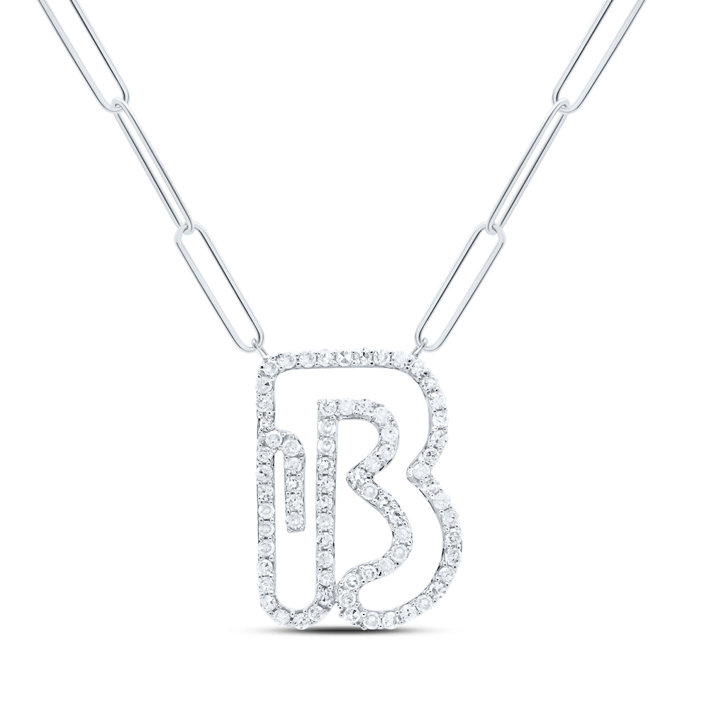 3/8CTW-DIA NK INITIAL "B" NECKLACE - 18 INCH