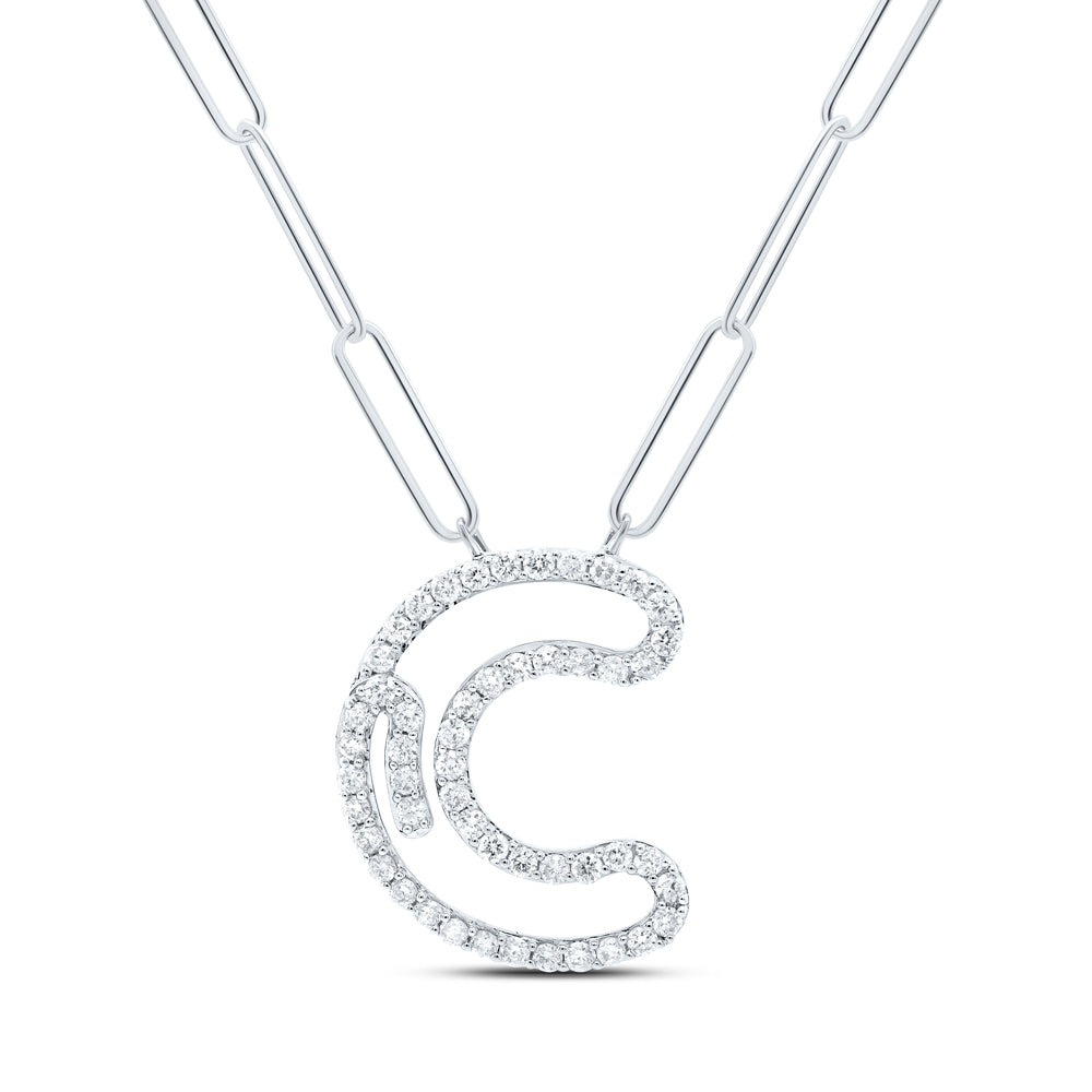 1/3CTW-DIA NK INITIAL "C"  NECKLACE - 18 INCH