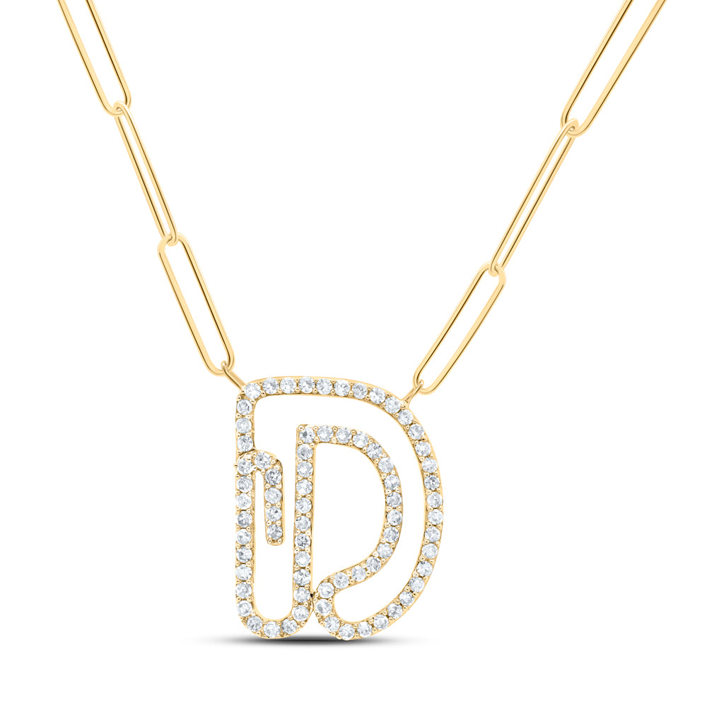 3/8CTW-DIA NK INITIAL "D"  NECKLACE - 18 INCH