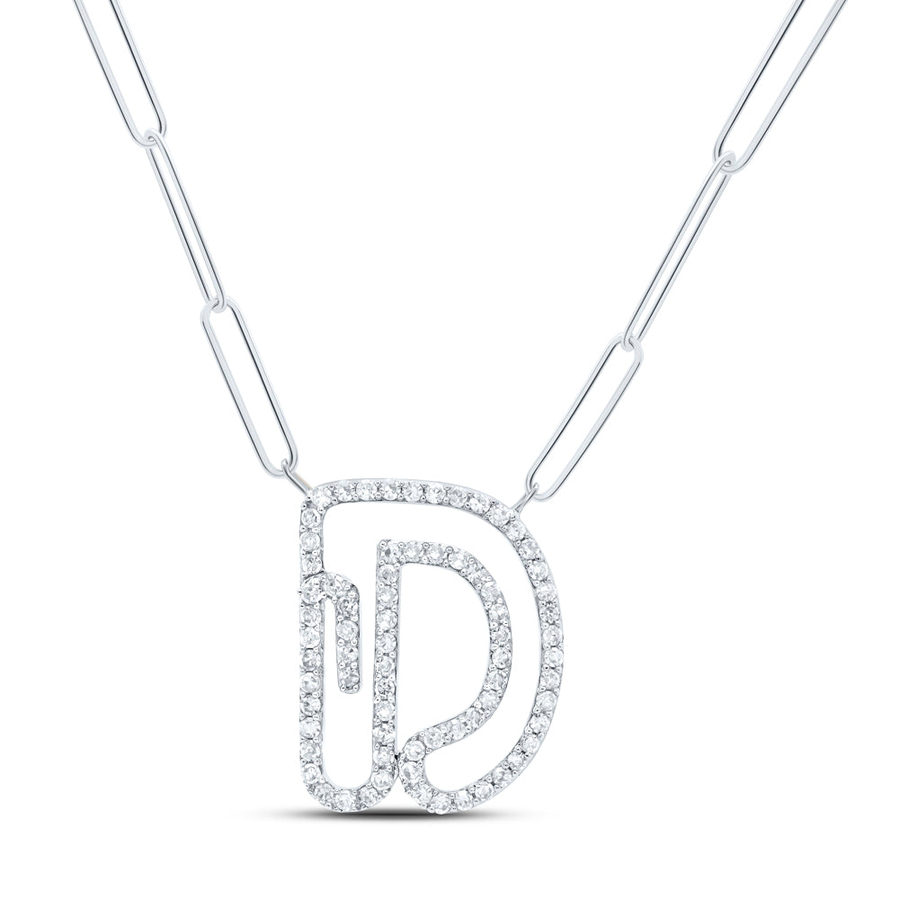 3/8CTW-DIA NK INITIAL "D"  NECKLACE - 18 INCH