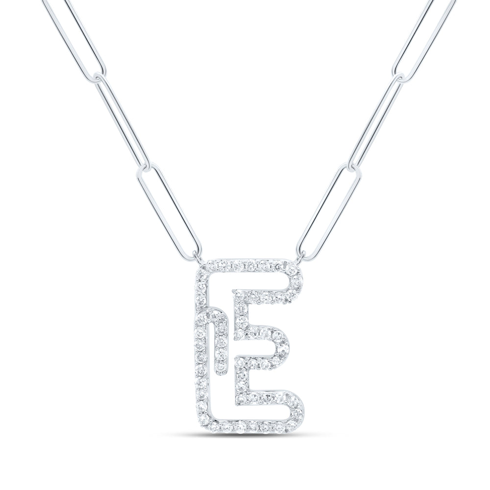 1/3CTW-DIA NK INITIAL "E"  NECKLACE - 18 INCH