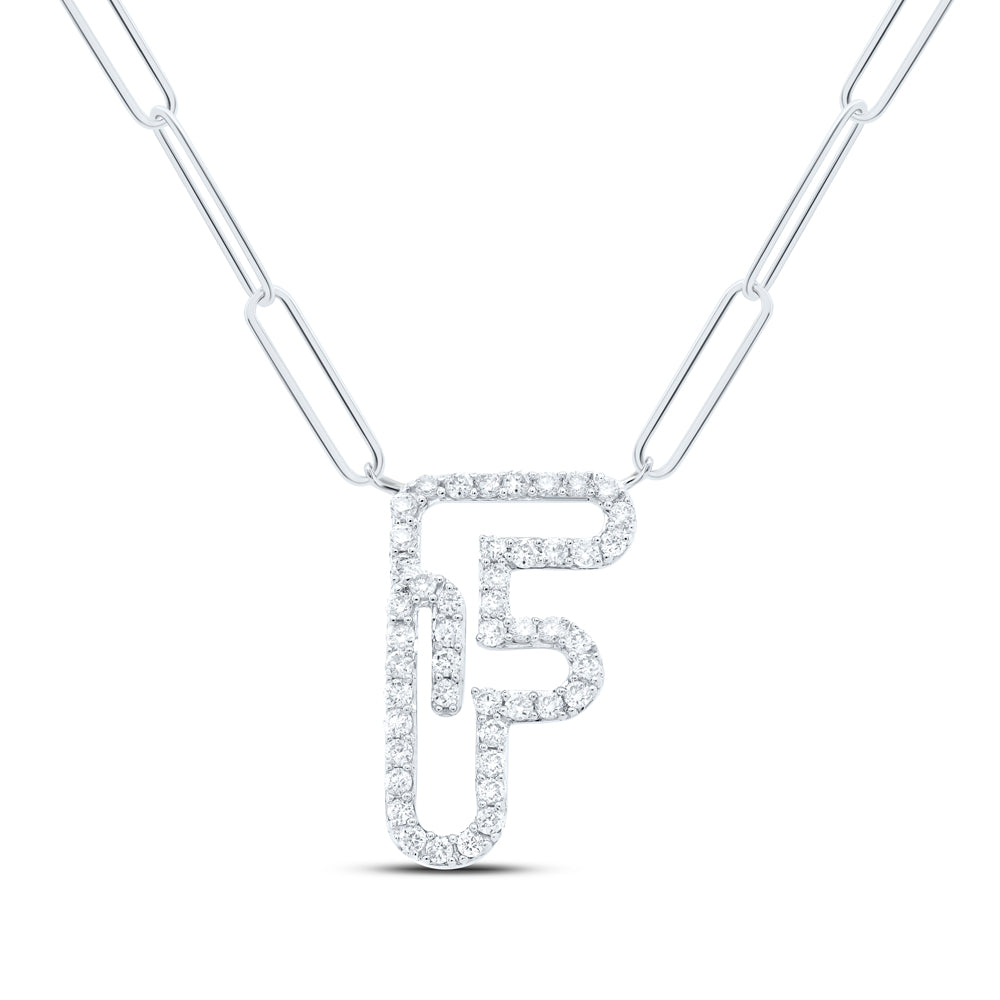 1/3CTW-DIA NK INITIAL "F"  NECKLACE - 18 INCH