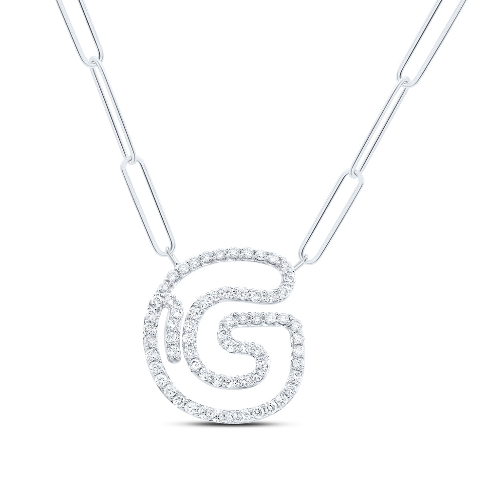 3/8CTW-DIA NK INITIAL "G"  NECKLACE - 18 INCH