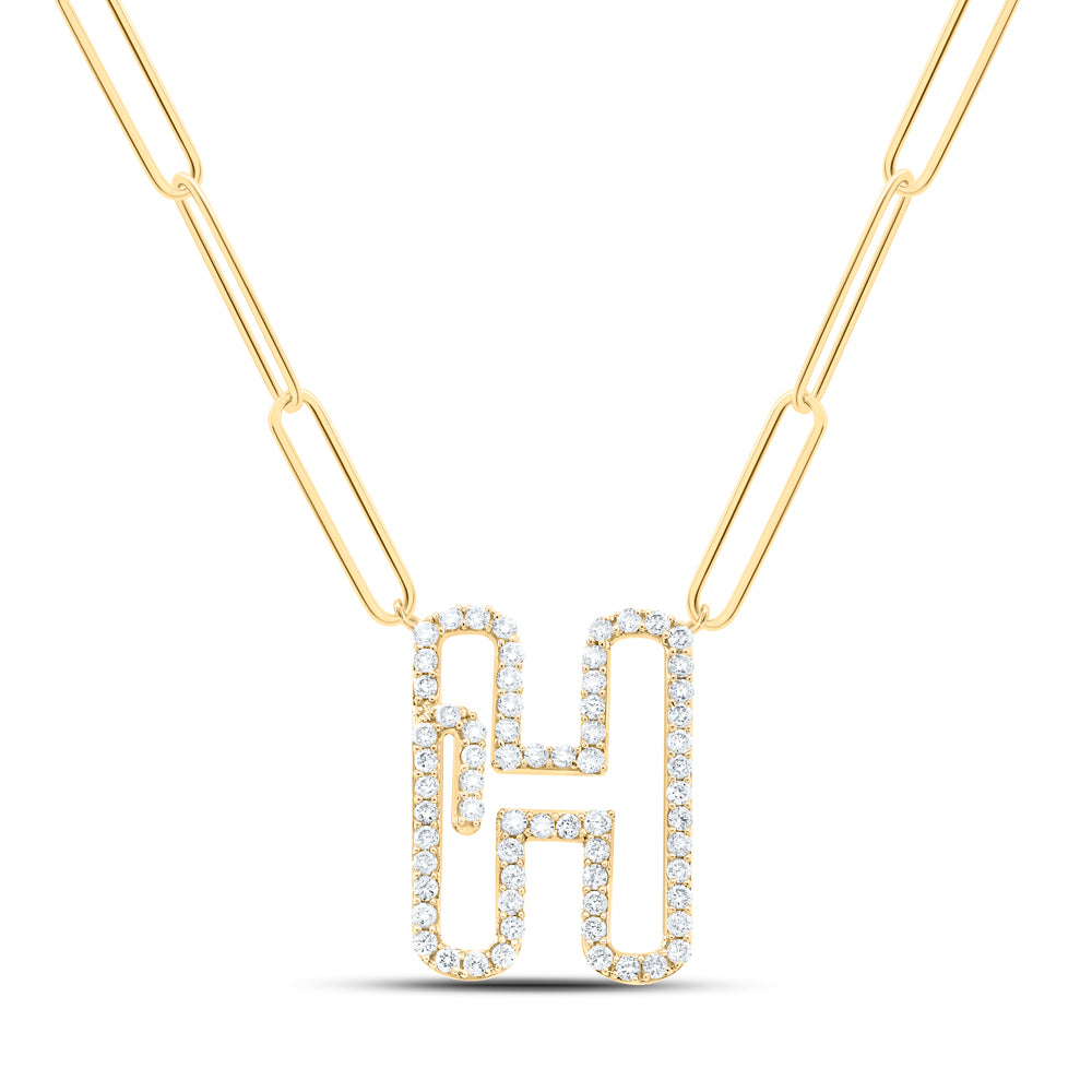 3/8CTW-DIA NK INITIAL "H"  NECKLACE - 18 INCH