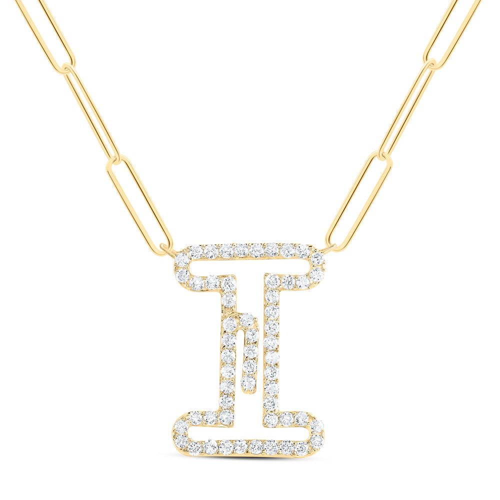 3/8CTW-DIA NK INITIAL "I"  NECKLACE - 18 INCH