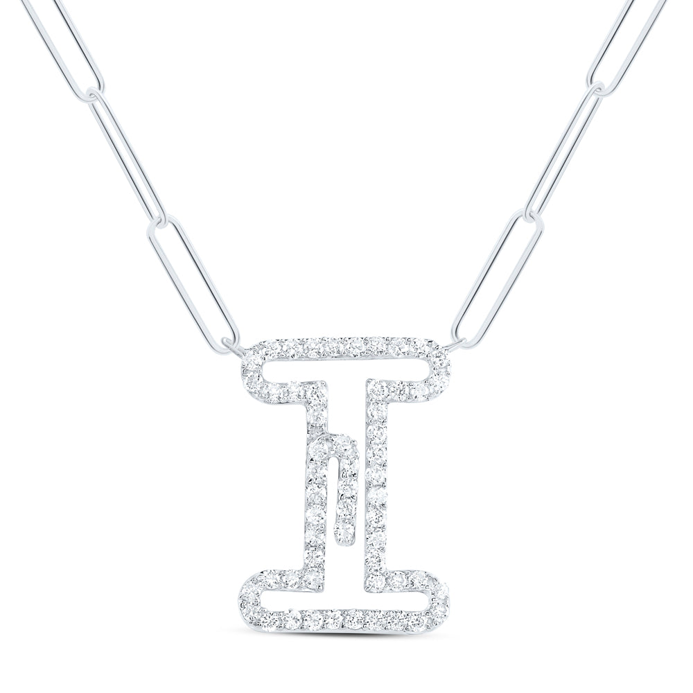 3/8CTW-DIA NK INITIAL "I"  NECKLACE - 18 INCH