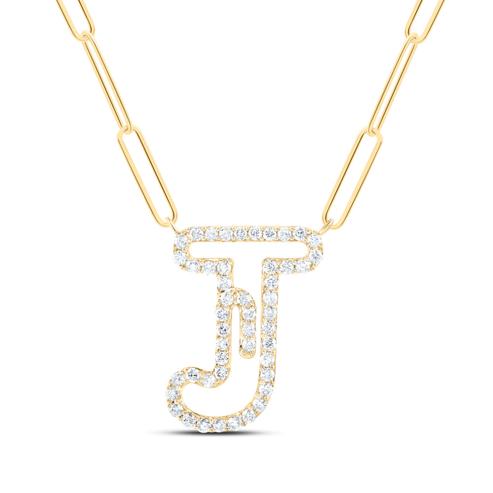 1/3CTW-DIA NK INITIAL "J"  NECKLACE - 18 INCH