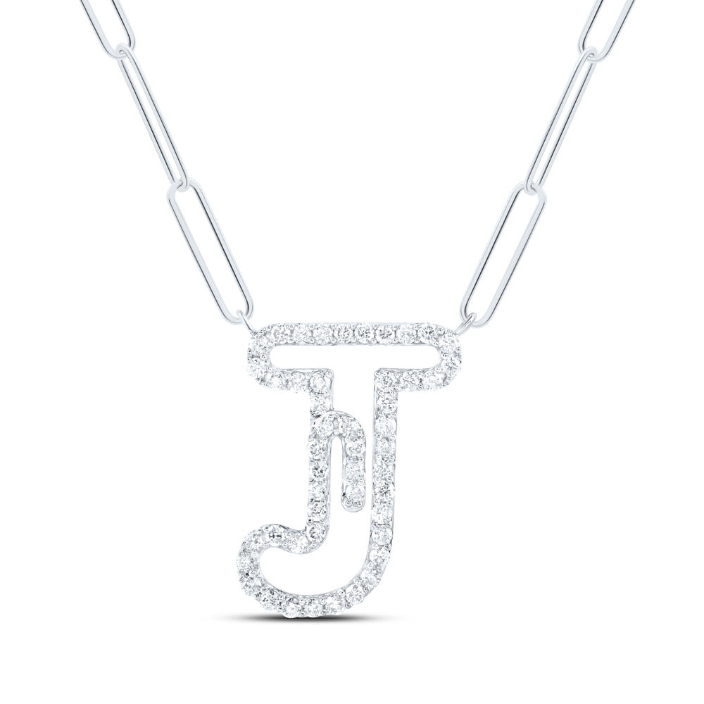 1/3CTW-DIA NK INITIAL "J"  NECKLACE - 18 INCH