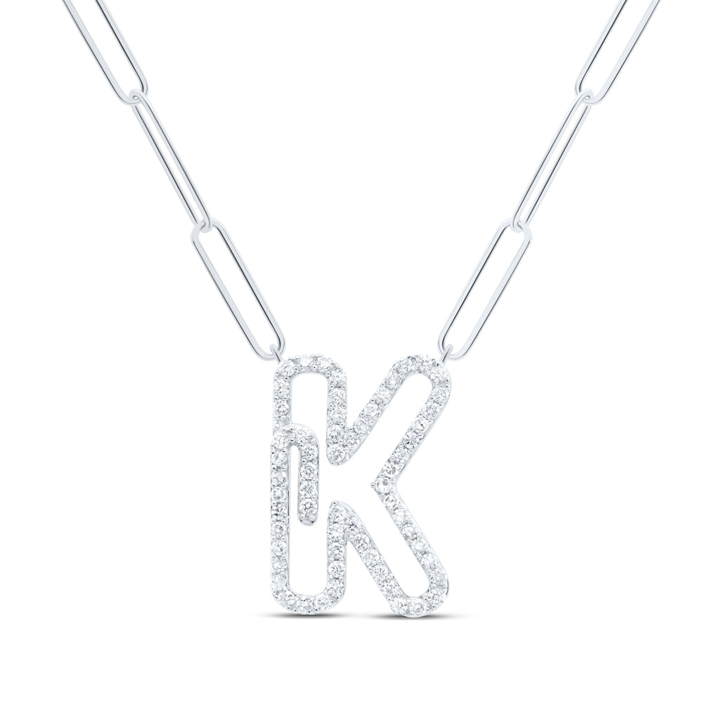 1/3CTW-DIA NK INITIAL "K"  NECKLACE - 18 INCH