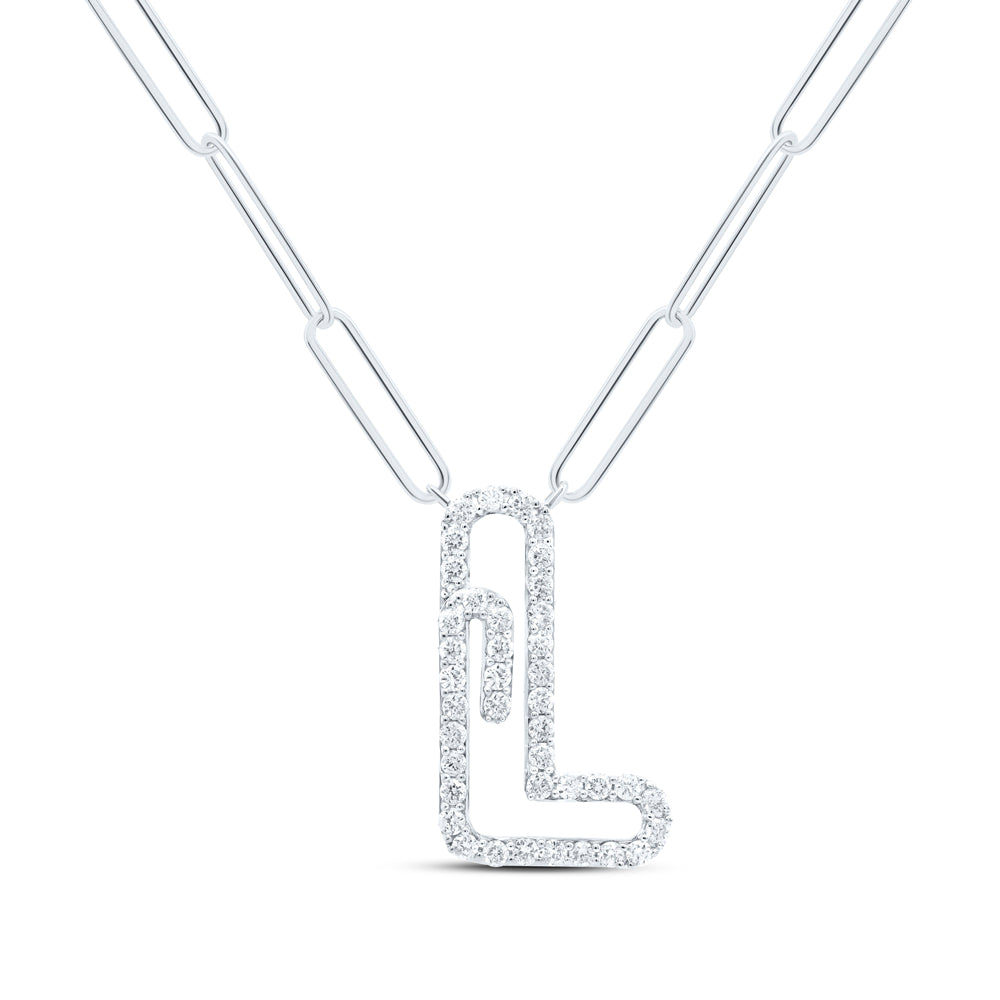 1/4CTW-DIA NK INITIAL "L"  NECKLACE - 18 INCH
