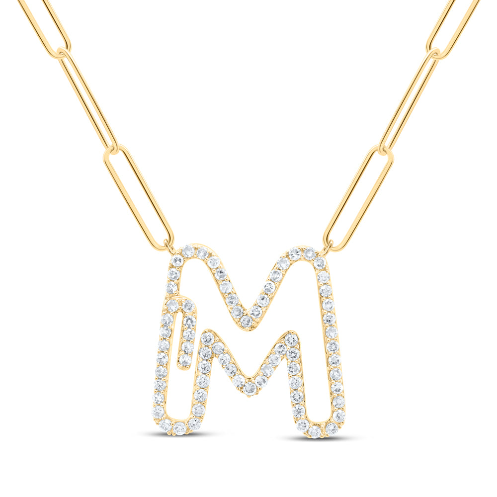 3/8CTW-DIA NK INITIAL "M"  NECKLACE - 18 INCH
