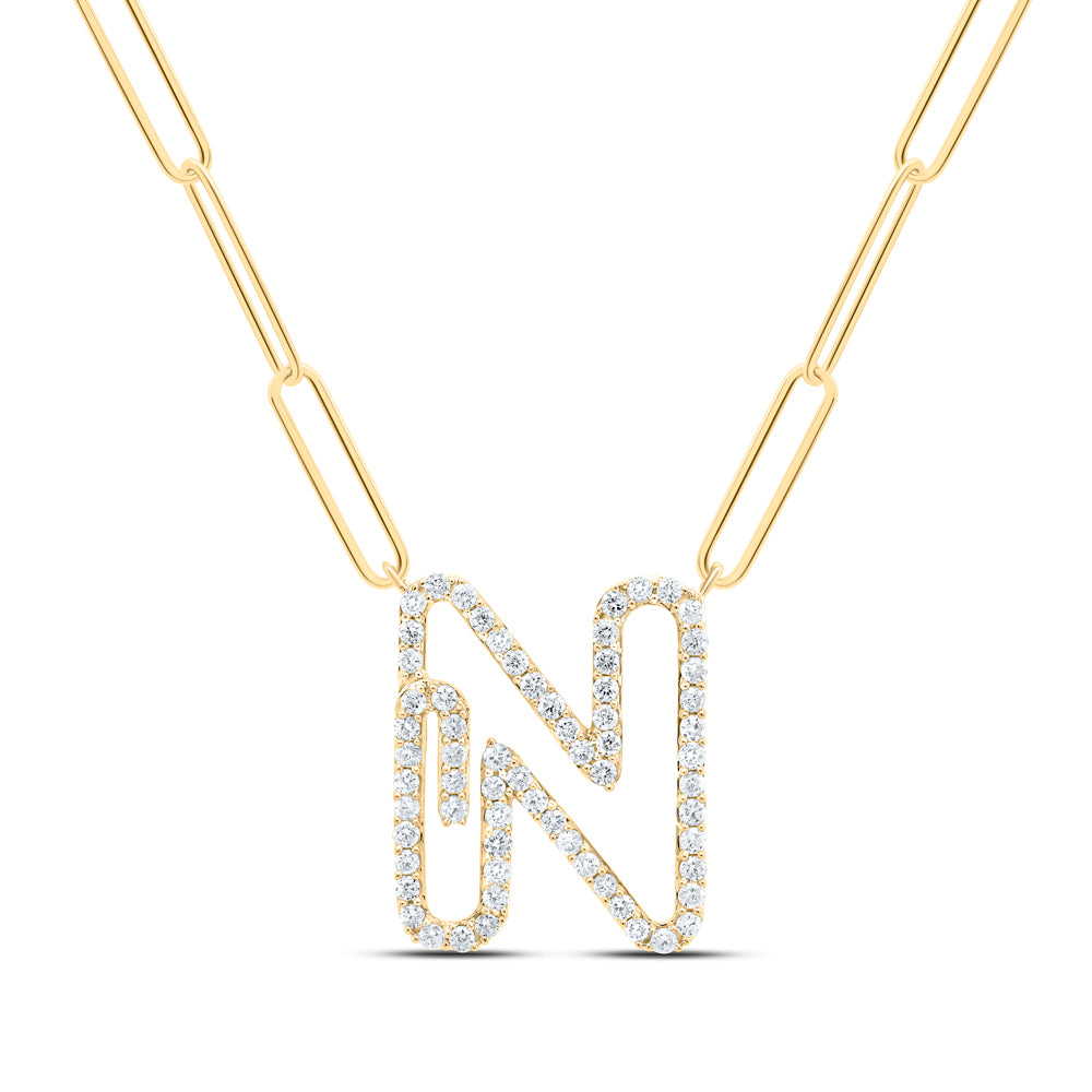 3/8CTW-DIA NK INITIAL "N"  NECKLACE - 18 INCH