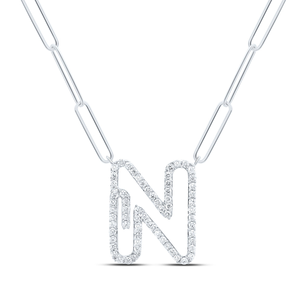 3/8CTW-DIA NK INITIAL "N"  NECKLACE - 18 INCH