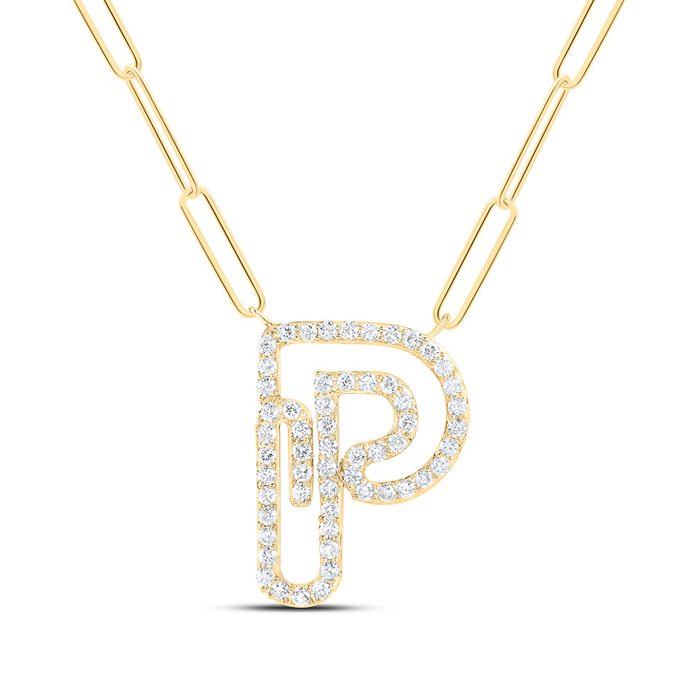 1/3CTW-DIA NK INITIAL "P"  NECKLACE - 18 INCH