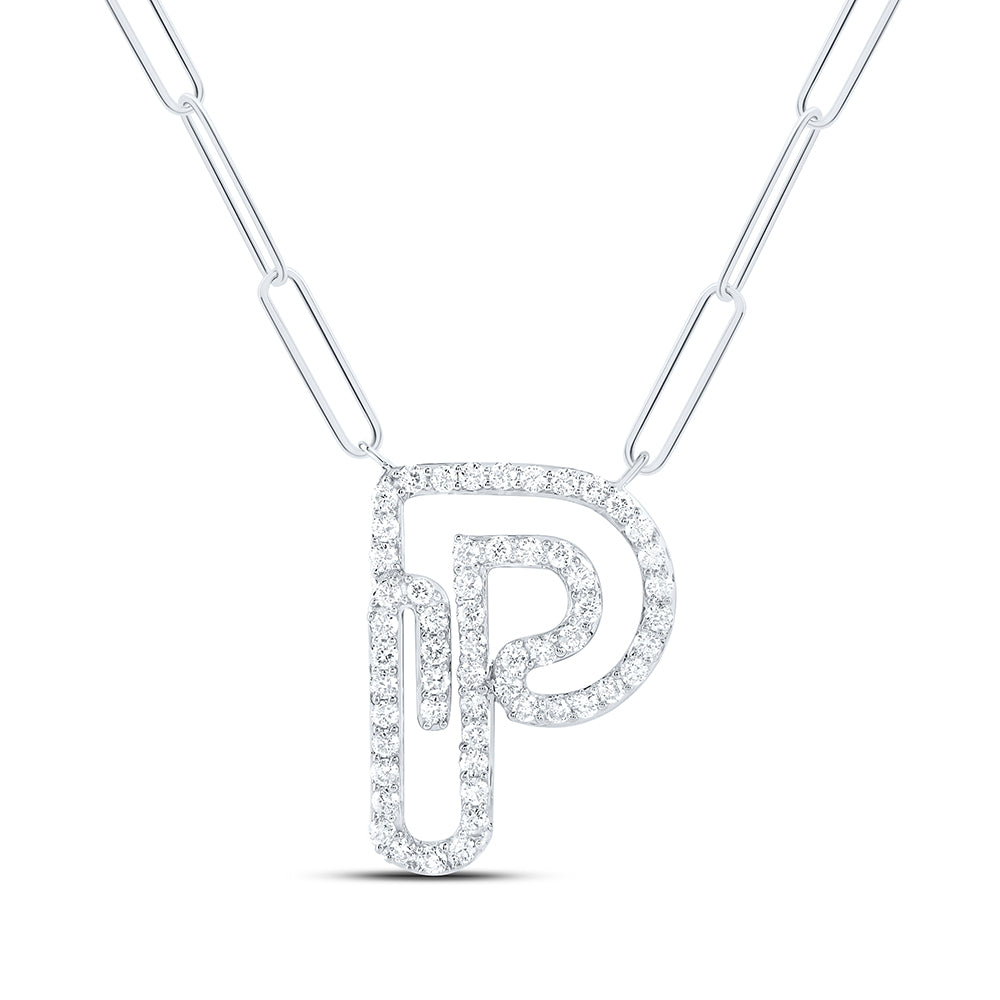 1/3CTW-DIA NK INITIAL "P"  NECKLACE - 18 INCH
