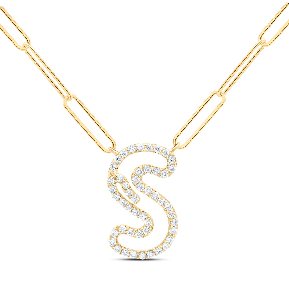 1/4CTW-DIA NK INITIAL "S"  NECKLACE - 18 INCH