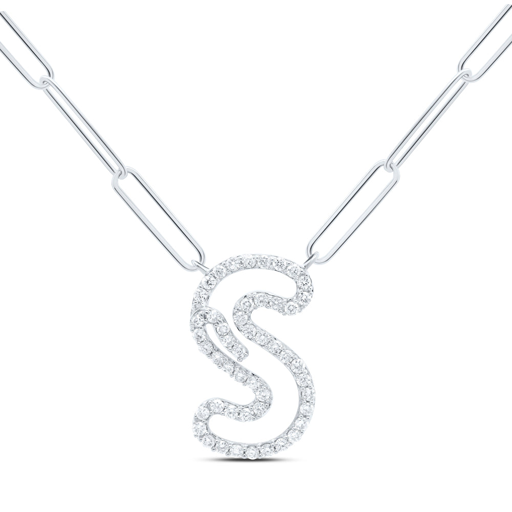 1/4CTW-DIA NK INITIAL "S"  NECKLACE - 18 INCH