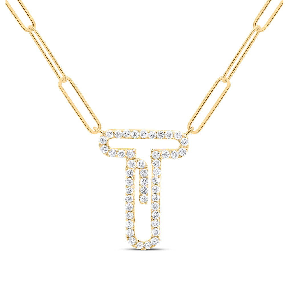 1/3CTW-DIA NK INITIAL "T"  NECKLACE - 18 INCH