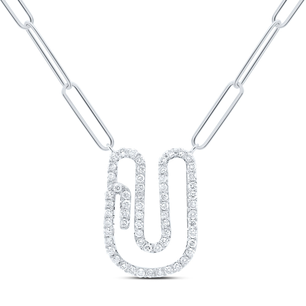 3/8CTW-DIA NK INITIAL "U"  NECKLACE - 18 INCH