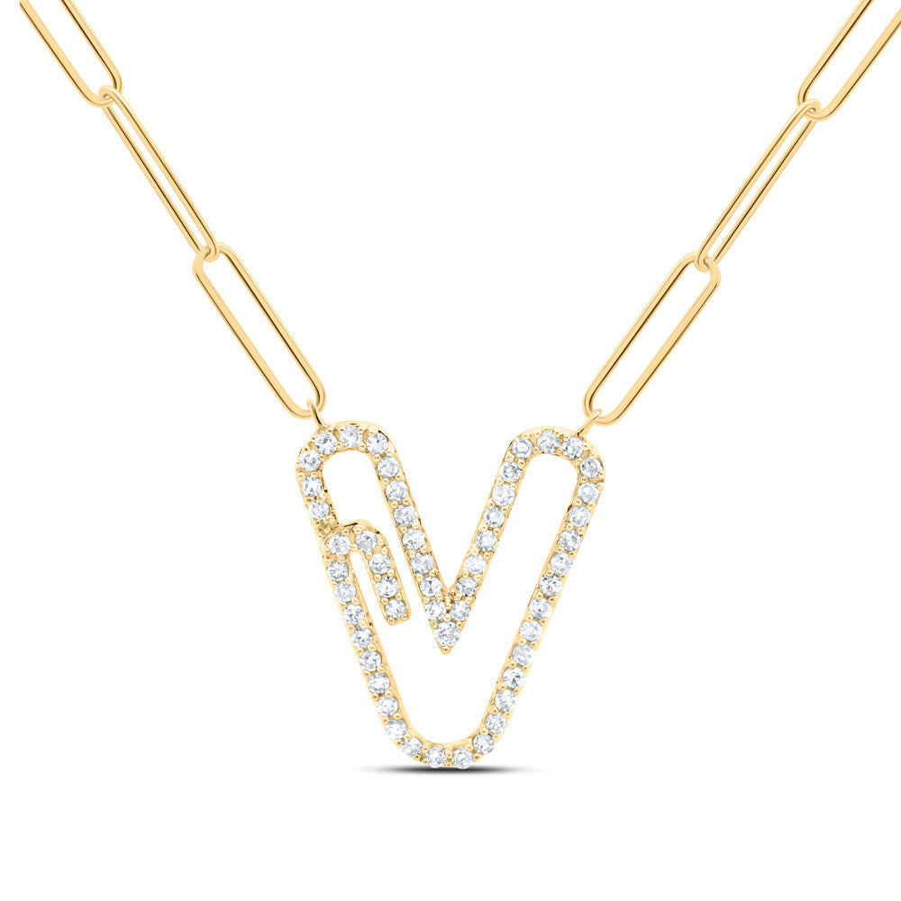 1/4CTW-DIA NK INITIAL "V"  NECKLACE - 18 INCH