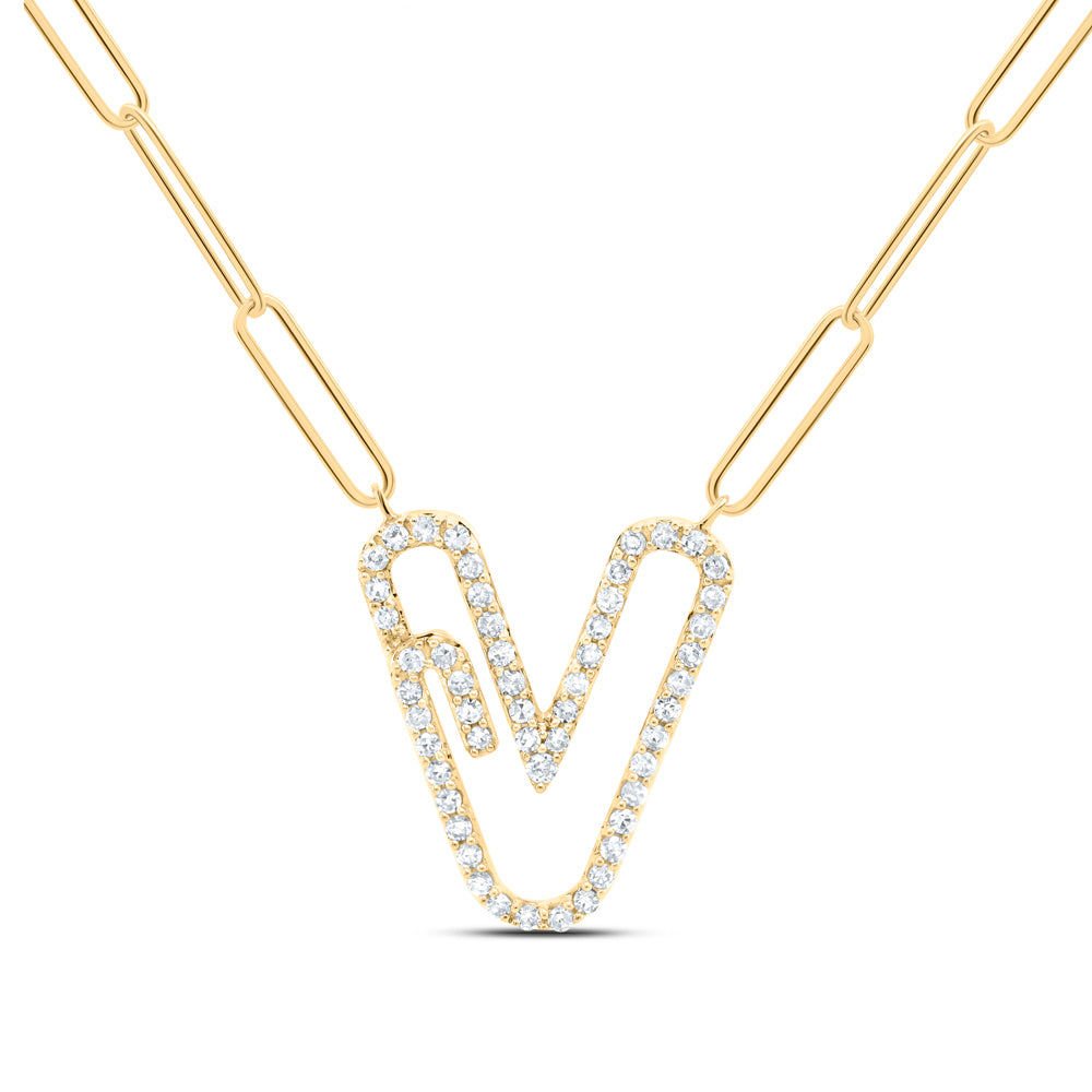 1/4CTW-DIA NK INITIAL "V"  NECKLACE - 18 INCH