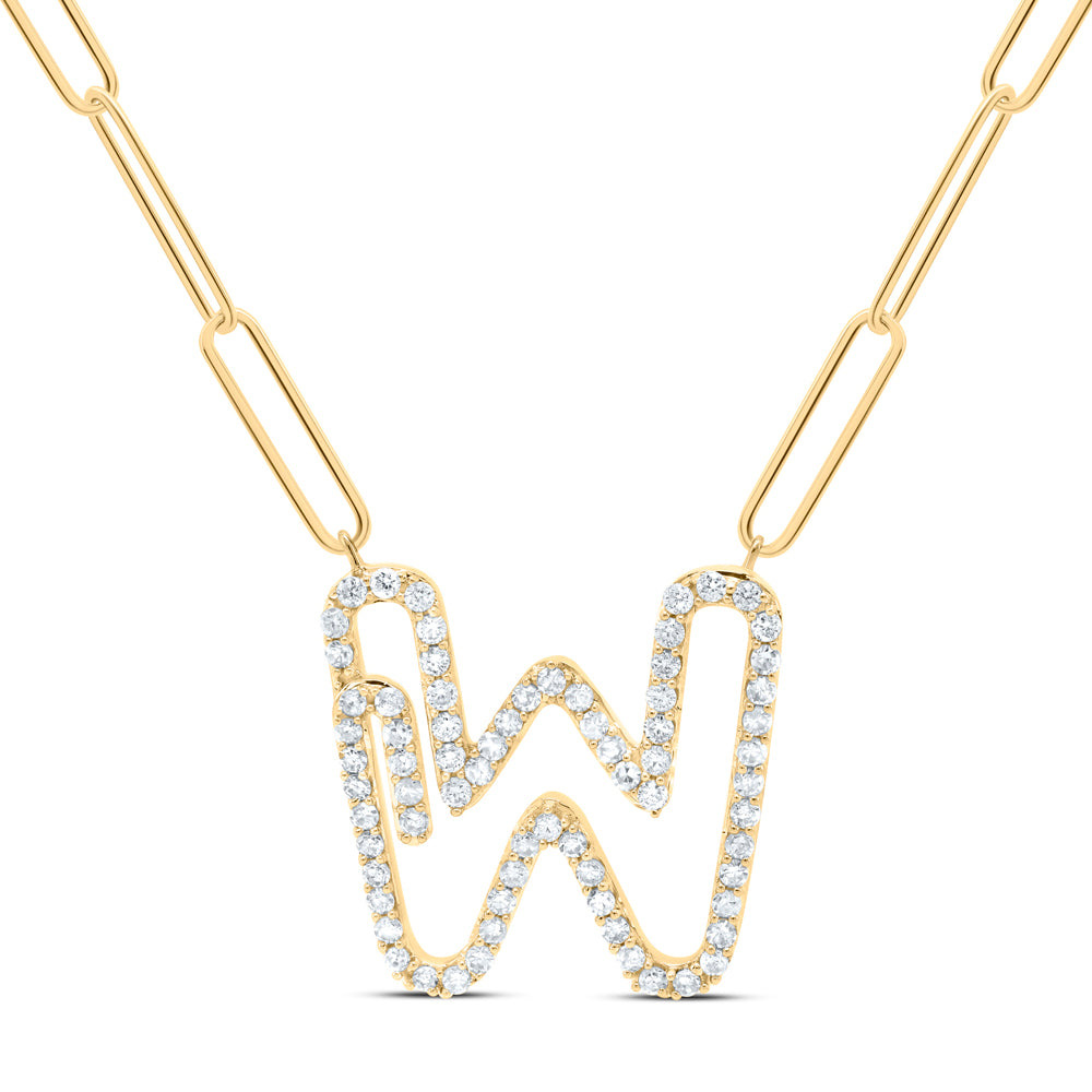 3/8CTW-DIA NK INITIAL "W"  NECKLACE - 18 INCH
