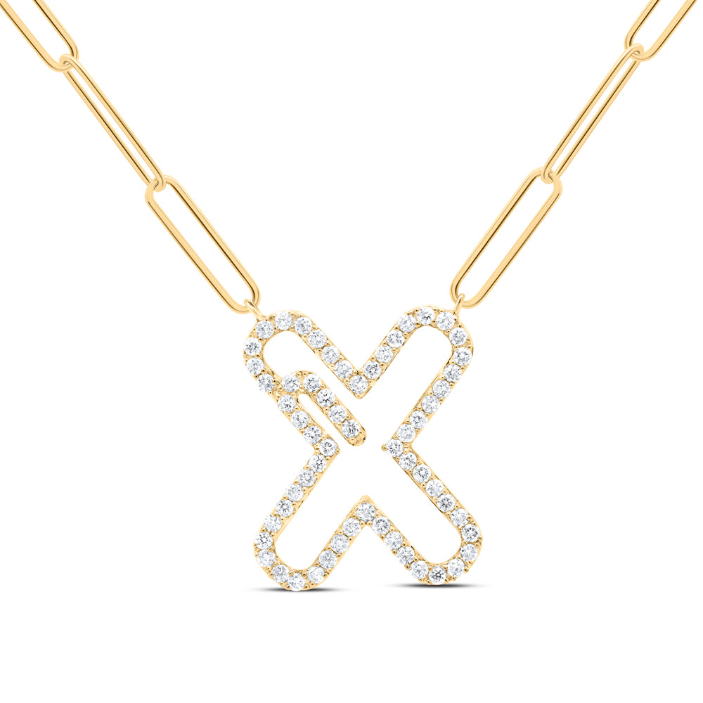1/3CTW-DIA NK INITIAL "X"  NECKLACE - 18 INCH