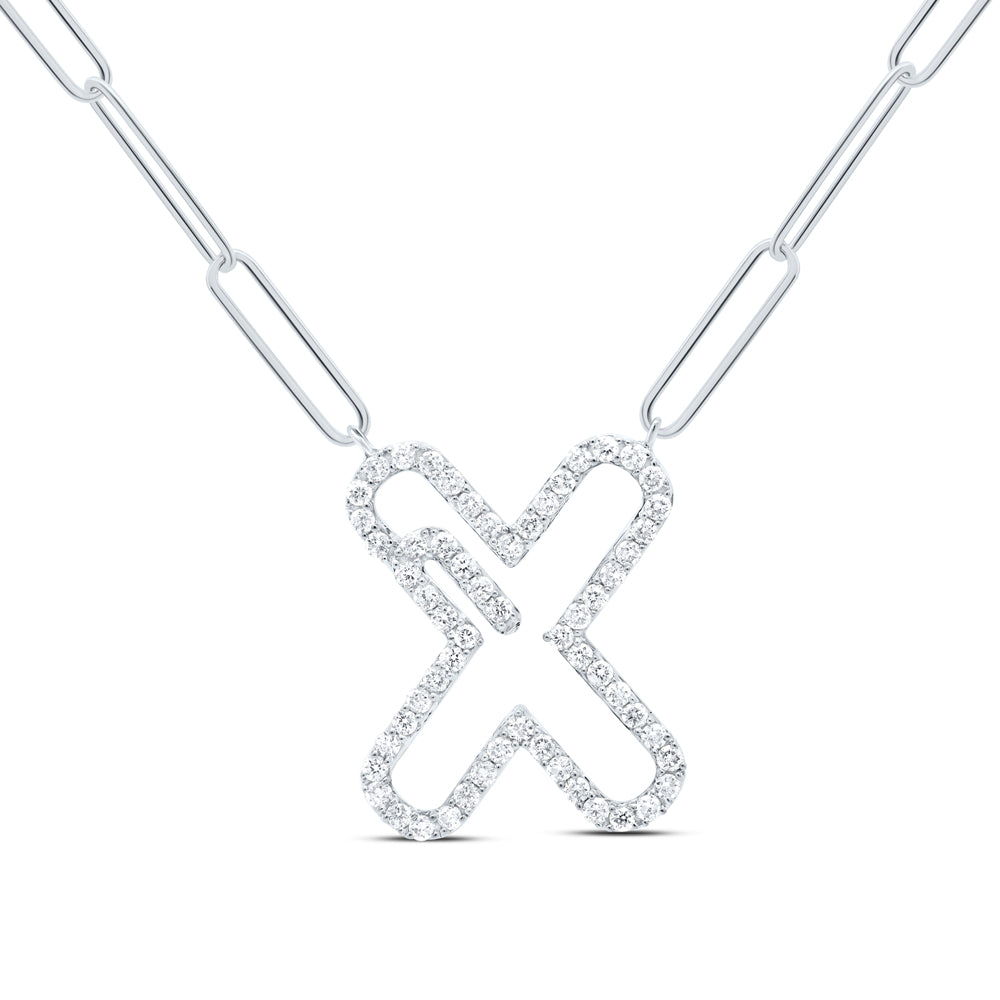 1/3CTW-DIA NK INITIAL "X"  NECKLACE - 18 INCH