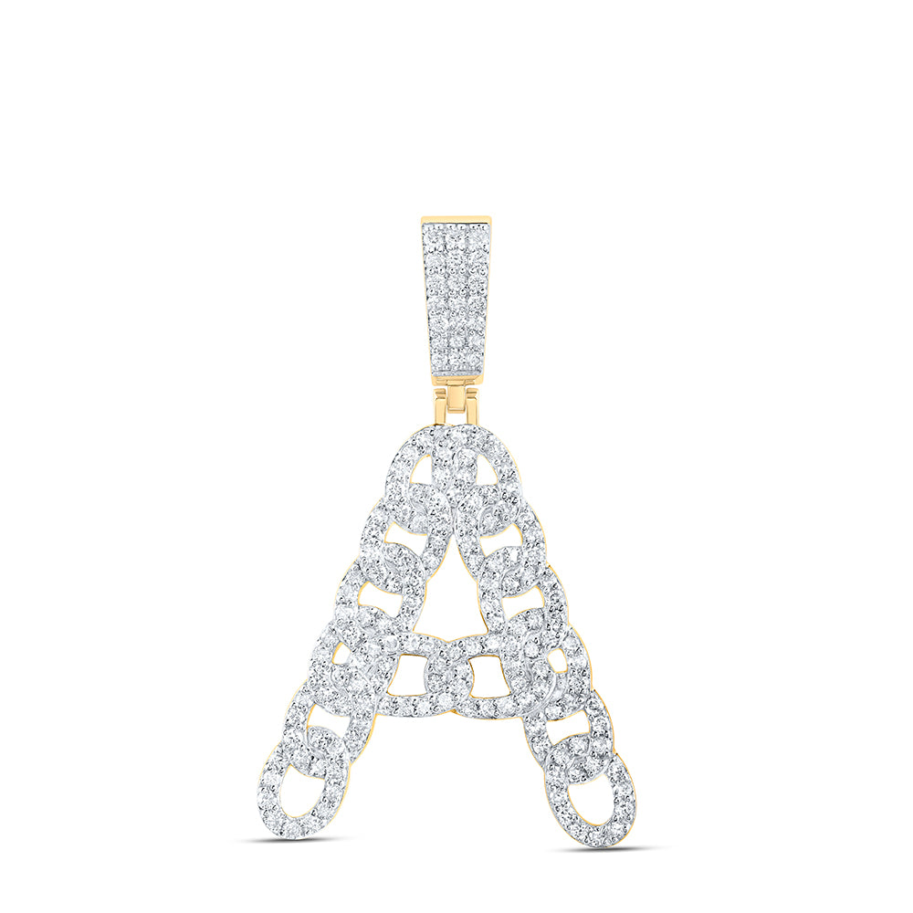 1CTW-DIA NK CUBAN INITIAL "A" MENS PENDANT