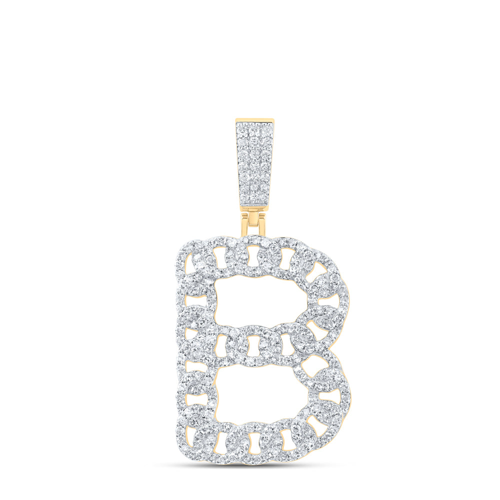 1CTW-DIA NK CUBAN INITIAL "B" MENS PENDANT
