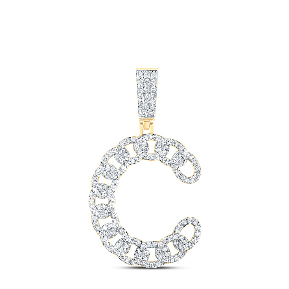 1CTW-DIA NK CUBAN INITIAL "C" MENS PENDANT