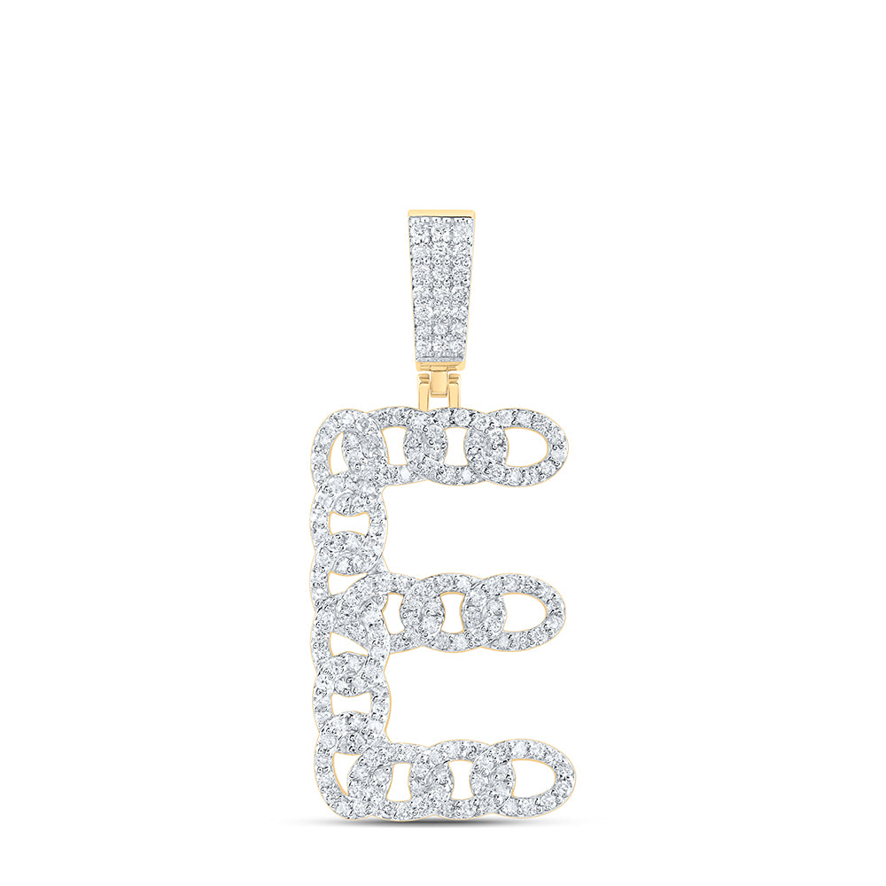 1CTW-DIA NK CUBAN INITIAL "E" MENS PENDANT