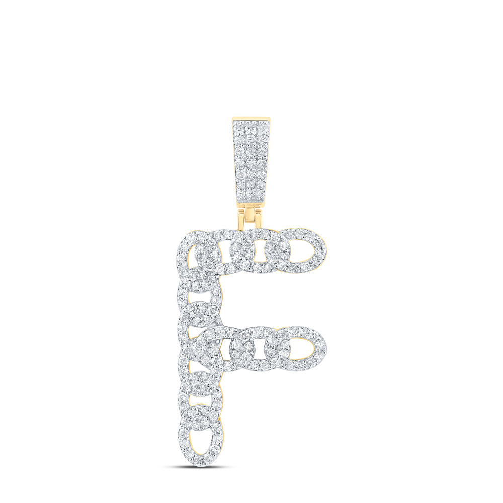 1CTW-DIA NK CUBAN INITIAL "F" MENS PENDANT