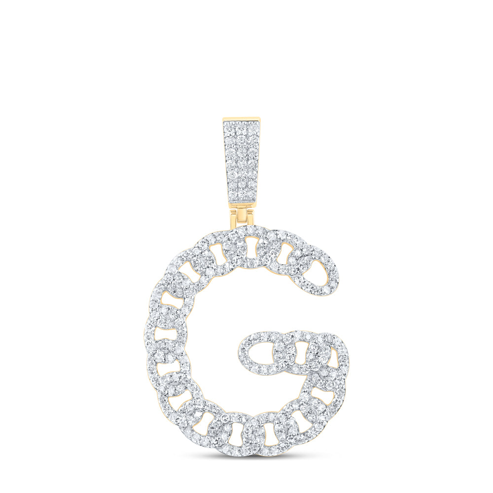 1CTW-DIA NK CUBAN INITIAL "G" MENS PENDANT