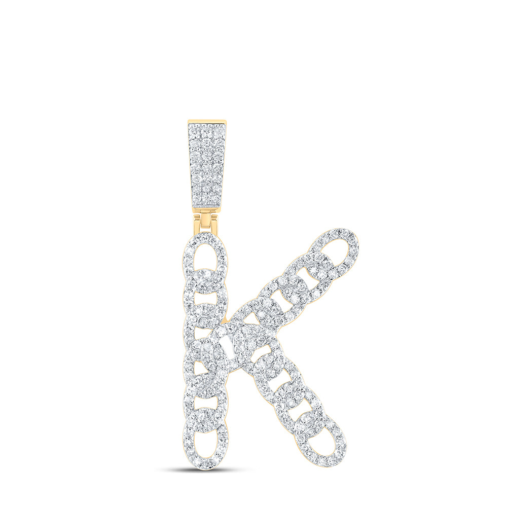 1CTW-DIA NK CUBAN  INITIAL "K" MENS PENDANT