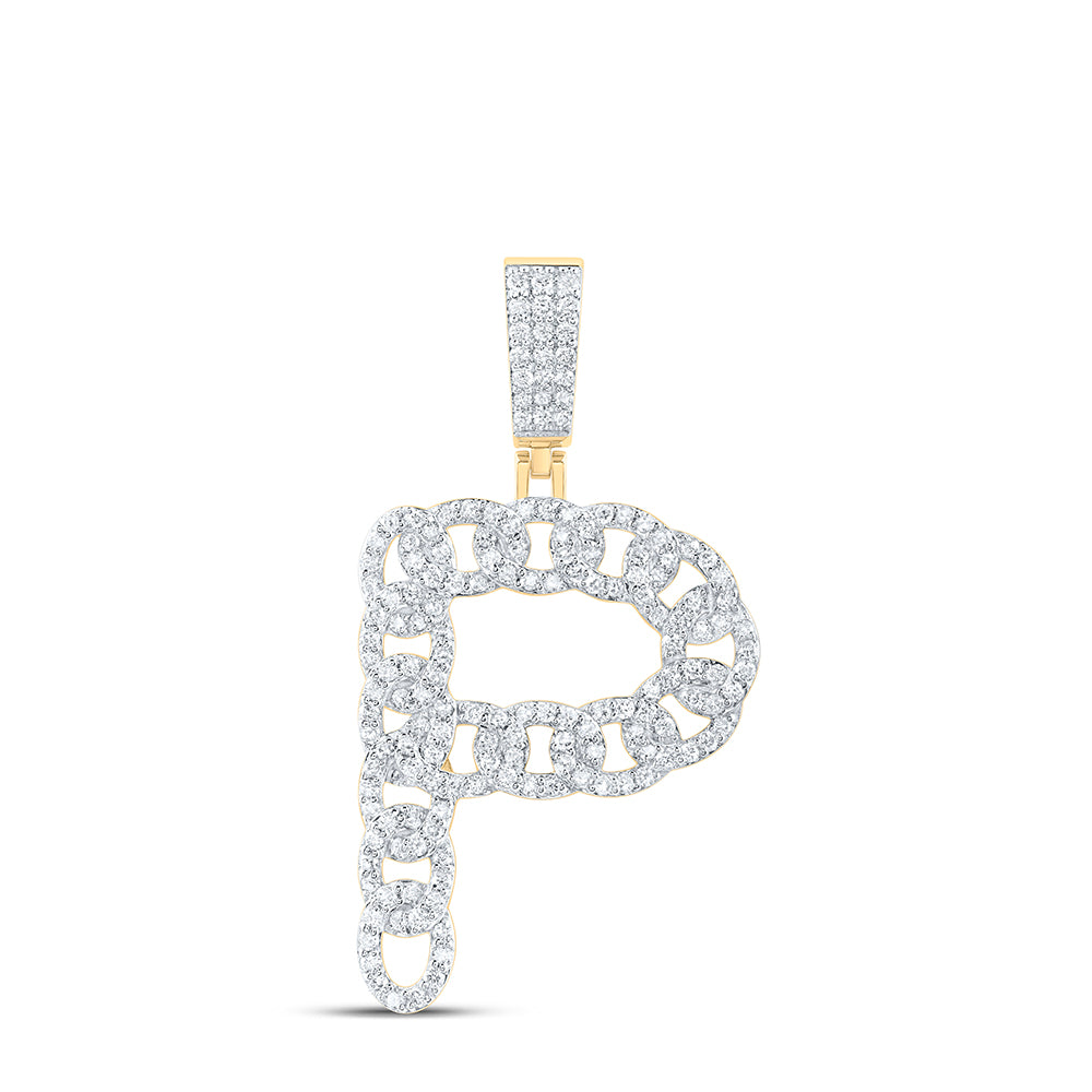 1CTW-DIA NK CUBAN INITIAL "P" MENS PENDANT